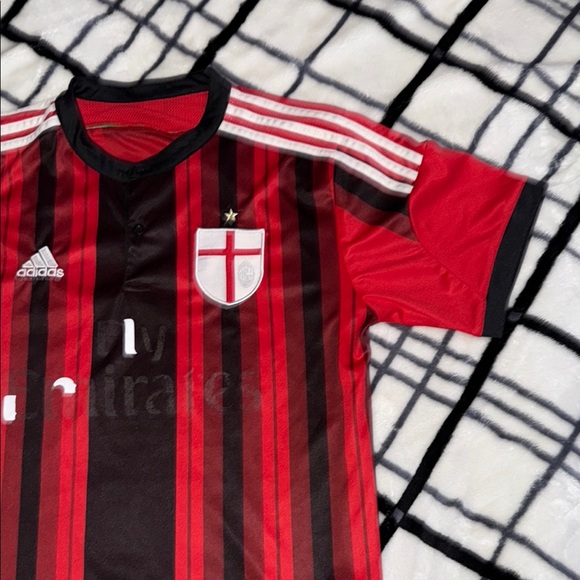 Adidas Red and Black Soccer Jersey with White Accents - Picture 3 of 5